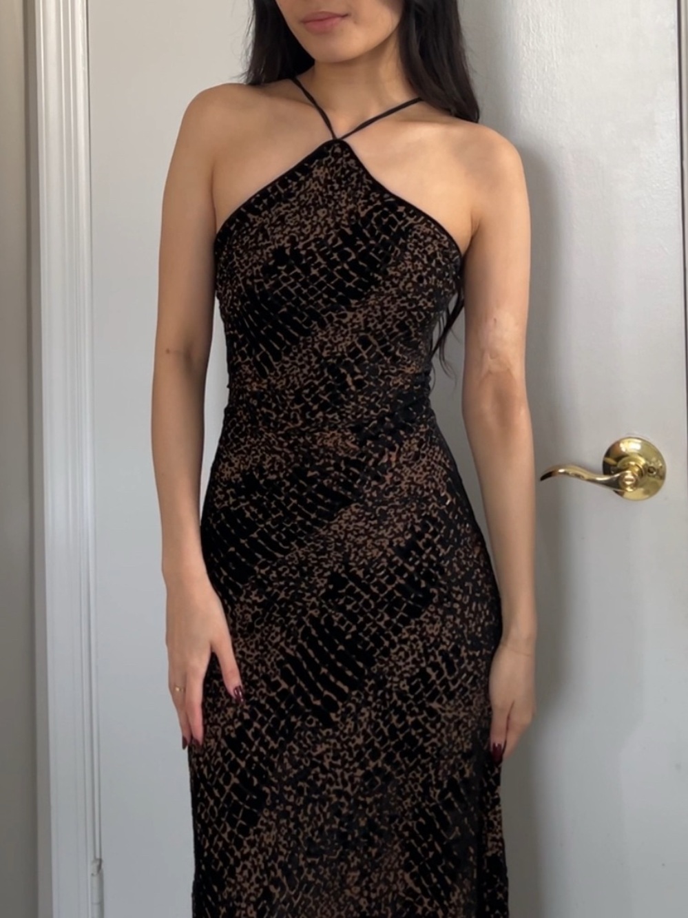 NWT Astr The Label Briotte Velvet Burnout Maxi Dress Size XS Wedding Guest Prom